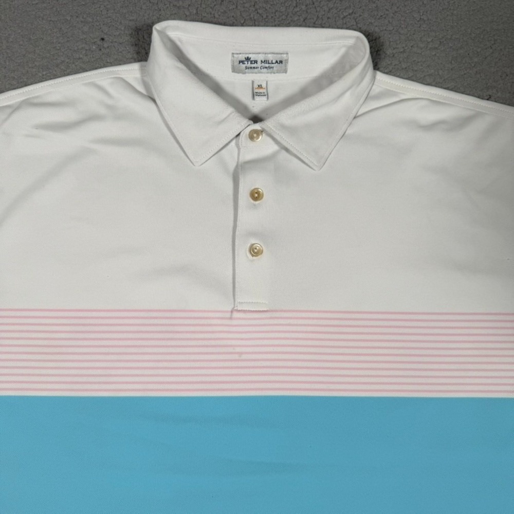 Peter Millar Shirt Mens XL Colorblock Summer Comfort Golf Polo Logo Performance